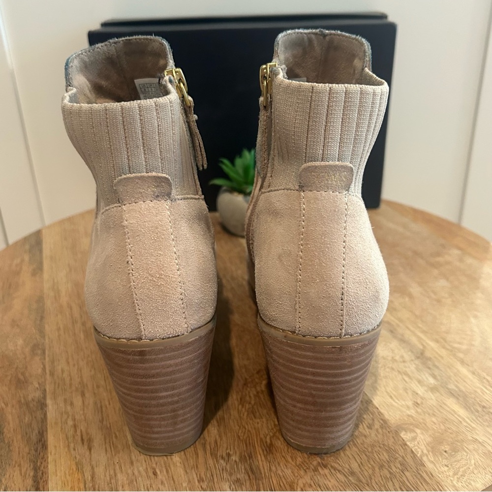 TOMS Cream Suede Joanna Wedge Bootie, Size 8 - Picture 3 of 7